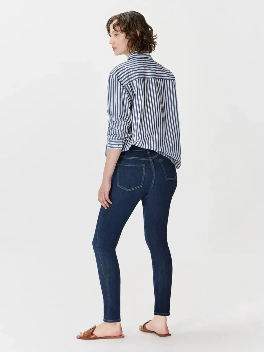 Quince Bella Stretch High Rise Dark Wash Organic Cotton Skinny Jeans Size 30